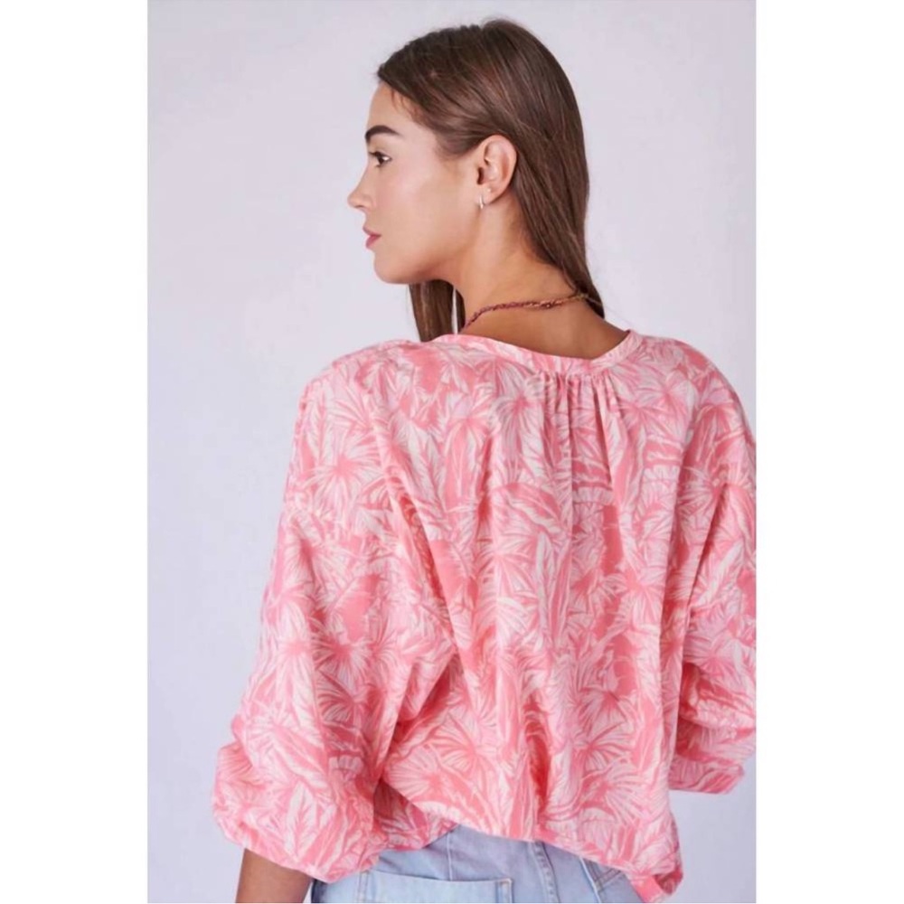 NWT OVERLOVER Cameron Top In Palms Coral Size XS - Picture 3 of 12